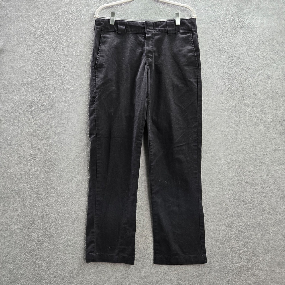 Dickies Men Pants 32x30 Black Chino Workwear Pockets Polyester Cotton Adult